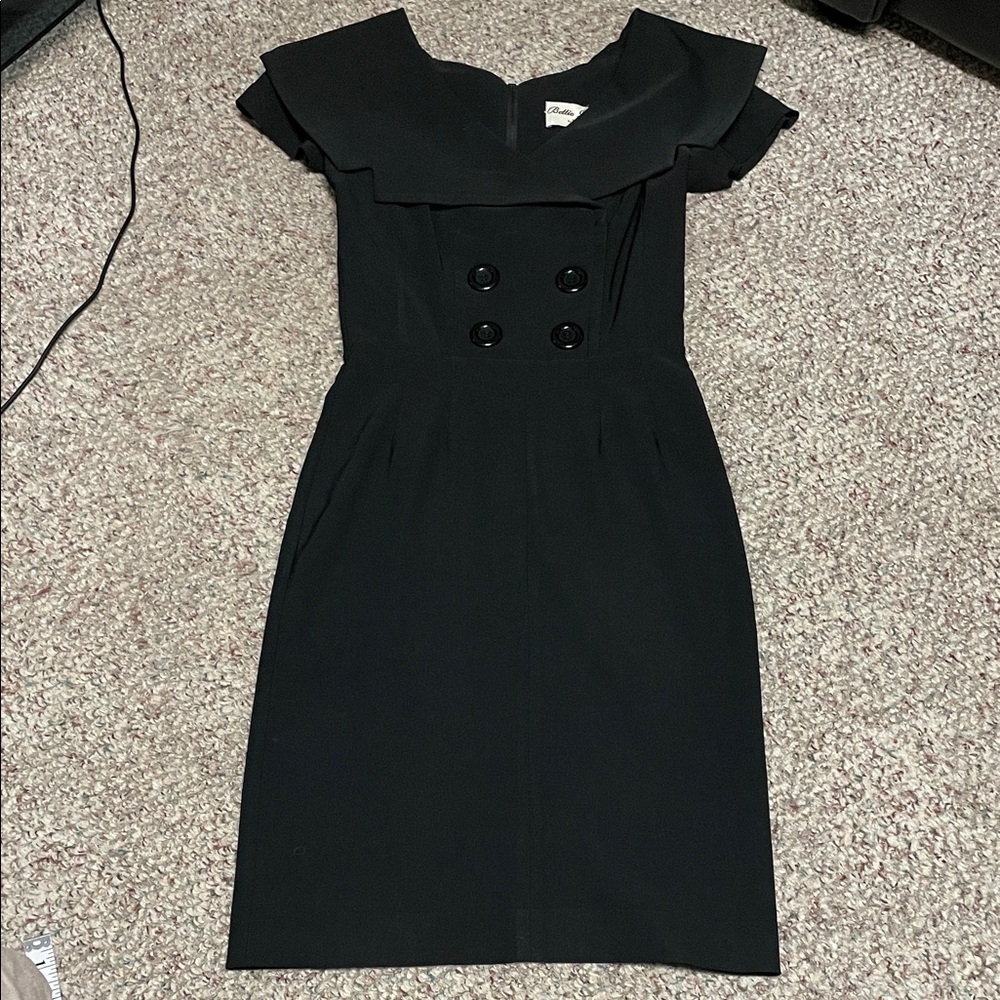 Bettie page retro 40s Black Double-Breasted pencil skirt Dress
